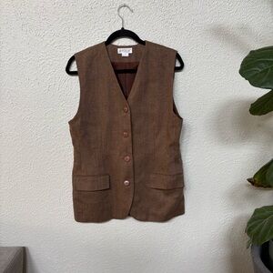 VINTAGE LORD & TAYLOR Wool Brown Tweed Tailored Vest